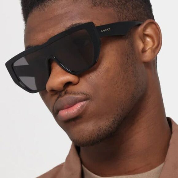 NEW Gucci LOGO GG0997S 002 Black Gray Shield Unisex Sunglasses - Picture 8 of 11